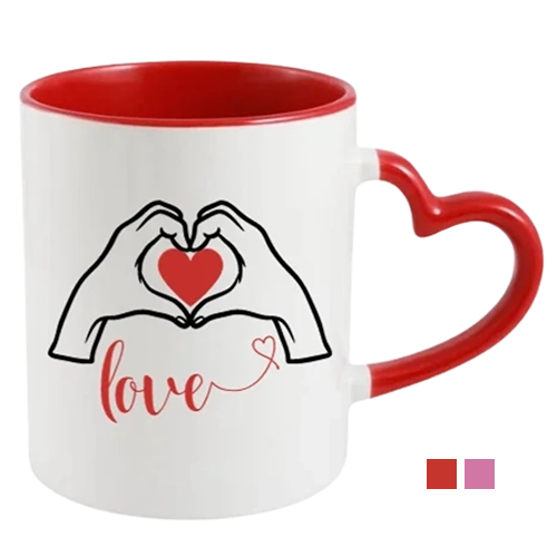 Taza Asa De Corazón Interior De Color 11 Oz