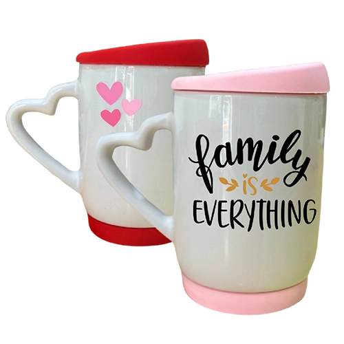 Taza Asa De Corazón Con Tapa De Silicón 11 Oz