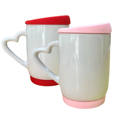 Taza Asa De Corazón Con Tapa De Silicón 11 Oz