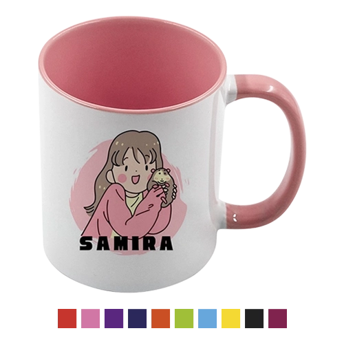 Taza Blanca Interior De Color 11 Oz